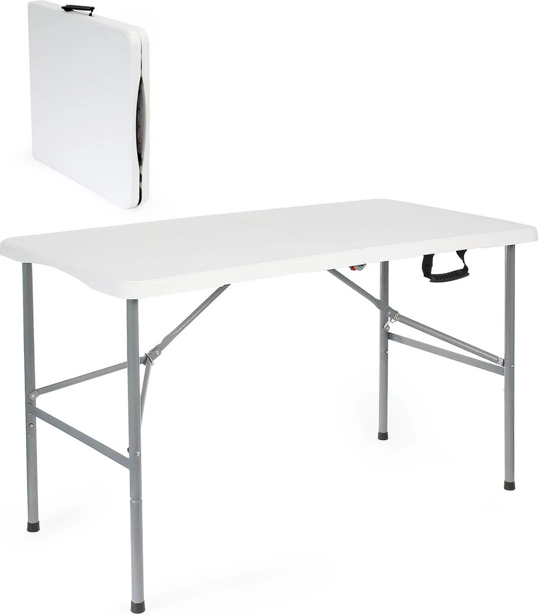 Toboli Klaptafel 120x60x74cm Campingtafel Wit; Bijzettafel, Inklapbare Tafel - Multistrobe 5 Toboli Klaptafel 120x60x74cm Campingtafel Wit; Bijzettafel, Inklapbare Tafel - Multistrobe - Afbeelding 5