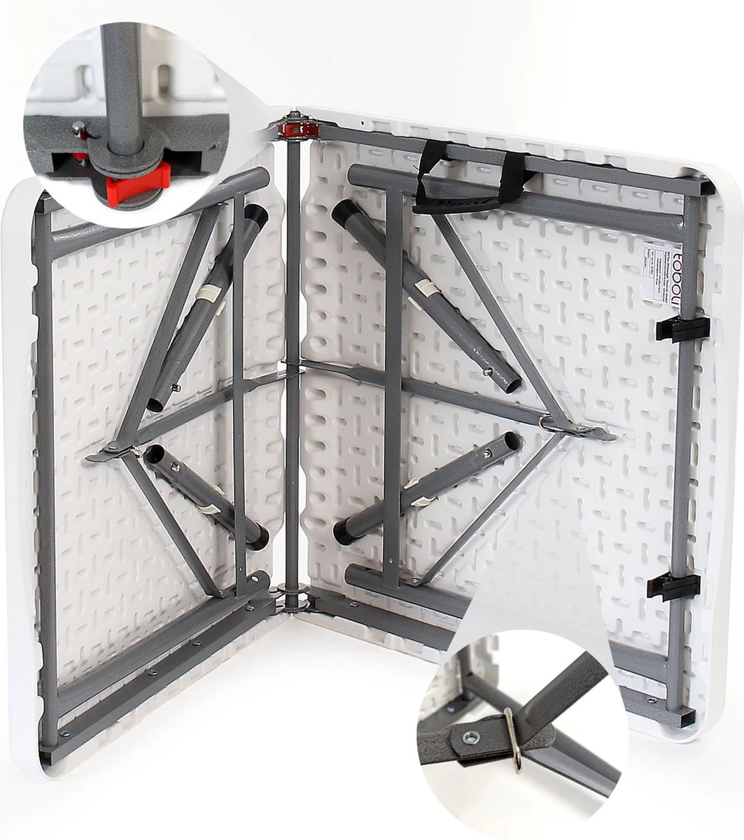 Toboli Klaptafel 120x60x74cm Campingtafel Wit; Bijzettafel, Inklapbare Tafel - Multistrobe 3 Toboli Klaptafel 120x60x74cm Campingtafel Wit; Bijzettafel, Inklapbare Tafel - Multistrobe - Afbeelding 3