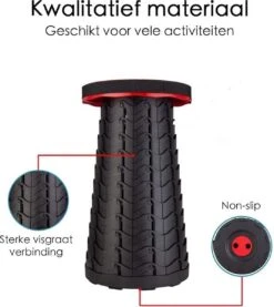 Kampeerkruk - Uitschuifbare Kruk - Rood/Zwart- Tot 120 Kg - Travel Stool - Opvouwbare Campingkruk - Inklapbaar Krukje - Telescopische Kruk - Camping - Outdoor -Intex Deals Winkel 1069x1200