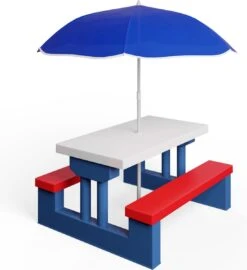 Merkloos Kinder Picknicktafel Met Parasol - Blauw -Intex Deals Winkel 1097x1200