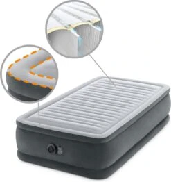 Intex Luchtbed - 1-Persoons - 99 X 191 X 46 Cm - Grijs - Met Ingebouwde Pomp, Hoeslaken Zwart En Reparatieset -Intex Deals Winkel 1133x1200 1