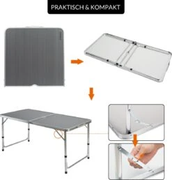 Casaria Campingtafel – Inklapbaar Verstelbaar - 120x60x70 Cm Grijs -Intex Deals Winkel 1149x1200