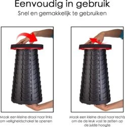 Kampeerkruk - Uitschuifbare Kruk - Rood/Zwart- Tot 120 Kg - Travel Stool - Opvouwbare Campingkruk - Inklapbaar Krukje - Telescopische Kruk - Camping - Outdoor -Intex Deals Winkel 1175x1200 1
