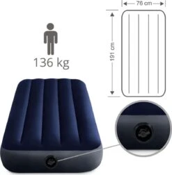 Intex Luchtbedset Intex Luchtbed - 1-Persoons - 76 X 191 X 25 Cm - Blauw + Intex Elektrische Pomp - 650 Liter/min + Hoeslaken Antraciet + Reparatieset -Intex Deals Winkel 1175x1200 5
