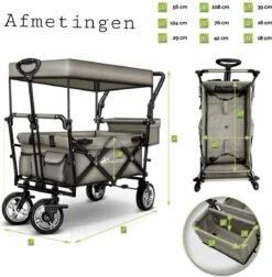 Wildebeest Bolderkar Opvouwbaar Grijs - Bolderwagen Met Kinder Zitje - Bolderkarren - Handkar Grijs - Opvouwbaar Transportwagen - Transportkar - Handkar Tuin Trolley Met Dak Transport Trolley XXL -Intex Deals Winkel 1175x1200 6