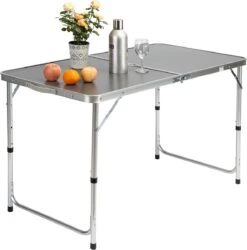 Casaria Campingtafel – Inklapbaar Verstelbaar - 120x60x70 Cm Grijs -Intex Deals Winkel 1185x1200