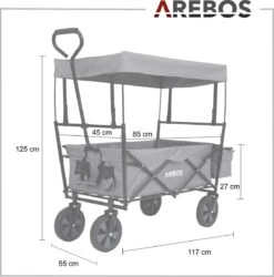 AREBOS Handwagen Vouwbare Dak Handwagen Vouwbare Trolley Uitrustingswagen Grijs -Intex Deals Winkel 1187x1200 2