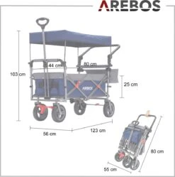 AREBOS Premium Steekwagen Met Dak Opvouwbare Tuinkar Handkar Bolderkar Blauw / Grijs -Intex Deals Winkel 1188x1200 10