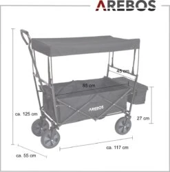 AREBOS Handwagen Vouwbare Dak Handwagen Vouwbare Trolley Uitrustingswagen Zwart -Intex Deals Winkel 1188x1200 6