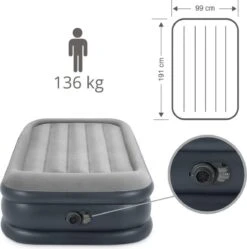 Intex Luchtbed - 1-Persoons - 99 X 191 X 42 Cm - Grijs - Met Pomp, Hoeslaken Zwart En Reparatieset -Intex Deals Winkel 1189x1200 2