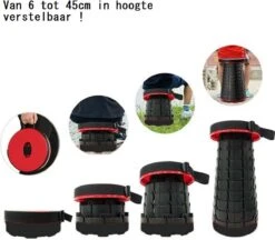 Kampeerkruk - Uitschuifbare Kruk - Rood/Zwart- Tot 120 Kg - Travel Stool - Opvouwbare Campingkruk - Inklapbaar Krukje - Telescopische Kruk - Camping - Outdoor -Intex Deals Winkel 1200x1051 3