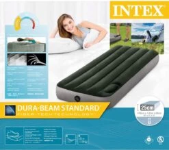 Intex Luchtbed - 1-Persoons - 76 X 191 X 25 Cm - Groen - Met Ingebouwde Voetpomp + Hoeslaken Wit + Reparatieset -Intex Deals Winkel 1200x1064