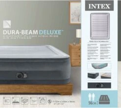 Intex Luchtbed - 2-Persoons - 152 X 203 X 33 Cm - Grijs - Met Ingebouwde Pomp, Hoeslaken Wit En Reparatieset -Intex Deals Winkel 1200x1074 1