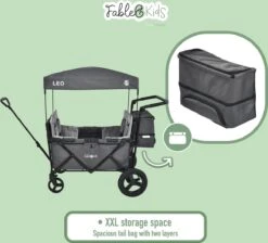 FableKids LEO X4Plus Opvouwbare Wagen Met Dak Fossil Grey -Intex Deals Winkel 1200x1089 2
