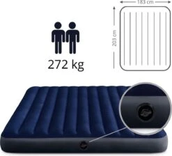 Intex Luchtbedset Intex Luchtbed - 2-Persoons - 183 X 203 X 25 Cm - Blauw + Intex Elektrische Pomp - 650 Liter/min + Hoeslaken Wit + Reparatieset -Intex Deals Winkel 1200x1089