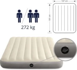 Intex Luchtbedset Intex Luchtbed - Twijfelaar - 137 X 191 X 25 Cm - Beige + Intex Elektrische Pomp - 650 Liter/min + Hoeslaken Zwart + Reparatieset -Intex Deals Winkel 1200x1102