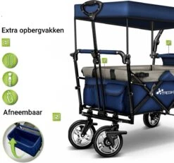 Tresko- Bolderkar, Grijs, Opvouwbaar, Met Dakje, Geschikt Tot 80 Kg - Bolderwagen - Kinderenvervoer - Bolderkarren - Tuinkar - Kinderwagen -Intex Deals Winkel 1200x1124 3