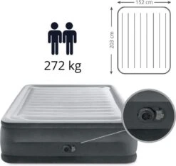Intex Luchtbed - 2-Persoons - 152 X 203 X 33 Cm - Grijs - Met Ingebouwde Pomp, Hoeslaken Wit En Reparatieset -Intex Deals Winkel 1200x1138 1