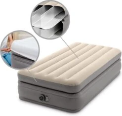 Intex Prime Comfort - Luchtbed - 1-Persoons - 99x191x51 Cm (BxLxH) - Grijs - Met Ingebouwde Motorpomp -Intex Deals Winkel 1200x1144 1