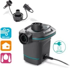 Intex Luchtbedset Intex Luchtbed - 1-Persoons - 76 X 191 X 25 Cm - Blauw + Intex Elektrische Pomp - 650 Liter/min + Hoeslaken Antraciet + Reparatieset -Intex Deals Winkel 1200x1155 4