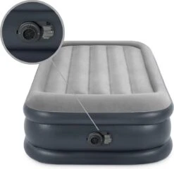 Intex Luchtbed - 1-Persoons - 99 X 191 X 42 Cm - Grijs - Met Pomp, Hoeslaken Zwart En Reparatieset -Intex Deals Winkel 1200x1166 5