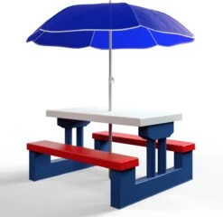 Merkloos Kinder Picknicktafel Met Parasol - Blauw -Intex Deals Winkel 1200x1167