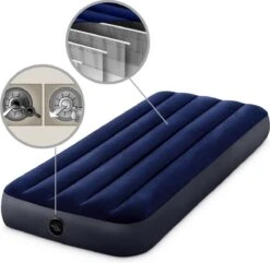 Intex Luchtbedset Intex Luchtbed - 1-Persoons - 76 X 191 X 25 Cm - Blauw + Intex Elektrische Pomp - 650 Liter/min + Hoeslaken Antraciet + Reparatieset -Intex Deals Winkel 1200x1171 4