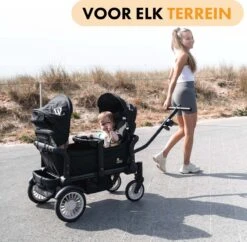 Deryan Luxe Sandy Bolderkar - Duo Buggy - Tandem Buggy - Opvouwbaar - Inklapbare Bolderwagen - Duo Kinderwagen - Zwart -Intex Deals Winkel 1200x1176 5