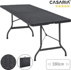 Casaria Tuintafel Opvouwbaar – Met Draaggreep 180x75 Cm – Zwart -Intex Deals Winkel 1200x1180