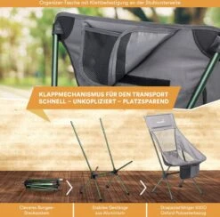 Skandika Campingstoel Compact SET – Campingstoelen – Campingstoel Tot 150 Kg Belastbaar - Kampeerstoel, Visstoel, Kleine Pakmaat, Opvouwbaar, Stabiel, Licht, Comfortabel Gepolsterd – Draagtas Meegeleverd – Vouwstoel – Kampeermeubelen – Grijs -Intex Deals Winkel 1200x1184 1