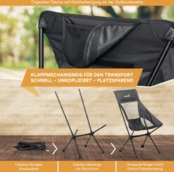 Skandika Campingstoel Compact – Campingstoelen - Campingstoel Tot 150 Kg Belastbaar - Kampeerstoel, Visstoel, Kleine Pakmaat, Opvouwbaar, Stabiel, Licht, Comfortabel Gepolsterd – Draagtas Meegeleverd - Vouwstoel – Zwart -Intex Deals Winkel 1200x1184 2