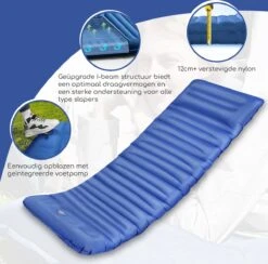 Hikr® Slaapmat 10cm+ Dikte - Comfortabel Luchtmatras - Zelfopblazend Met De Voet - TPU+40D Nylon - Slaapmatje Eenpersoons En Uit Te Breiden Tot Tweepersoons - Slaapmat Met Ingebouwde Pomp -Intex Deals Winkel 1200x1186 5