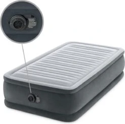 Intex Luchtbed - 1-Persoons - 99 X 191 X 46 Cm - Grijs - Met Ingebouwde Pomp, Hoeslaken Zwart En Reparatieset -Intex Deals Winkel 1200x1190 1