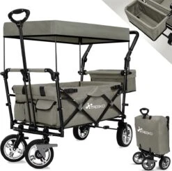Tresko- Bolderkar, Grijs, Opvouwbaar, Met Dakje, Geschikt Tot 80 Kg - Bolderwagen - Kinderenvervoer - Bolderkarren - Tuinkar - Kinderwagen -Intex Deals Winkel 1200x1192 3