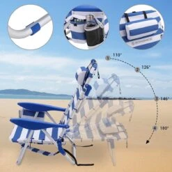 Naqsh Store Strandstoel Met Hoofdkussen, Aluminium, Draagbare Vouwstoel, Campingstoel, Opvouwbaar En Verstelbaar, Zoals Een Rugzak Draagbaar, Buitenstoel, Blauw En Wit Gestreept GCB62BU -Intex Deals Winkel 1200x1200 146