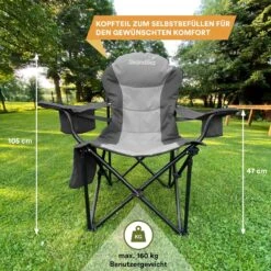 Skandika Relax Comfort Campingstoel - Campingstoel Opvouwbaar - Comfortabele Klapstoel Met Drinkhouder En Koelvak, Tot Max. 160 Kg, Opvouwbaar, Lichtgewicht | Vouwstoel Voor Kamperen, Camping, Festival, Vissen – Grijs -Intex Deals Winkel 1200x1200 247