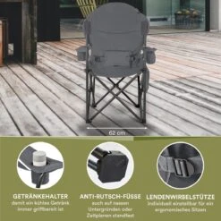 Skandika Relax Comfort Campingstoel - Campingstoel Opvouwbaar - Comfortabele Klapstoel Met Drinkhouder En Koelvak, Tot Max. 160 Kg, Opvouwbaar, Lichtgewicht | Vouwstoel Voor Kamperen, Camping, Festival, Vissen – Grijs -Intex Deals Winkel 1200x1200 248