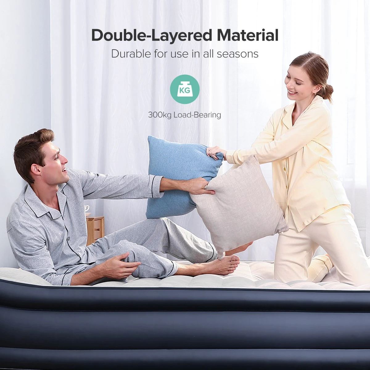 Sable Luxe Queen Size 2 Persoons Luchtmatras Met Ingebouwd Kussen, Opblaasbaar Luchtbed Met Ingebouwde Elektrische Pomp Voor Kamperen, Reizen Of Overnachtende Gasten Of Festival 2 Sable Luxe Queen Size 2 Persoons Luchtmatras Met Ingebouwd Kussen, Opblaasbaar Luchtbed Met Ingebouwde Elektrische Pomp Voor Kamperen, Reizen Of Overnachtende Gasten Of Festival - Afbeelding 2