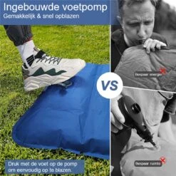 Hikr® Slaapmat 10cm+ Dikte - Comfortabel Luchtmatras - Zelfopblazend Met De Voet - TPU+40D Nylon - Slaapmatje Eenpersoons En Uit Te Breiden Tot Tweepersoons - Slaapmat Met Ingebouwde Pomp -Intex Deals Winkel 1200x1200 410