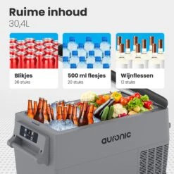 Auronic Elektrische Koelbox - 30.4L - Compressor - 12V En 240V - Grijs -Intex Deals Winkel 1200x1200 557