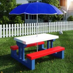 Merkloos Kinder Picknicktafel Met Parasol - Blauw -Intex Deals Winkel 1200x1200 61