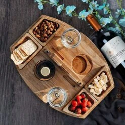 Merkloos Houten Outdoor Wijntafel Draagbare Houten Picknicktafel Mini Campingtafels Met Wijnglas Houder Voor Tuin Outdoor Camping Picknick Strand - Plataan Hout - Wijn -Intex Deals Winkel 1200x1200 7