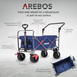 AREBOS Handkar | Transportwagen | Apparatuurwagen | Opvouwbaar | Duwstang| Blauw -Intex Deals Winkel 1200x1200 800