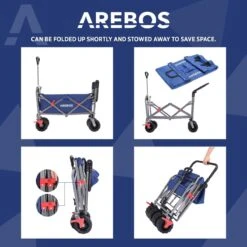 AREBOS Handkar | Transportwagen | Apparatuurwagen | Opvouwbaar | Duwstang| Blauw -Intex Deals Winkel 1200x1200 803