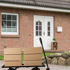 Relaxdays Bolderkar Tuin - Platte Tuinwagen - Luchtbanden - 200 Kg - Transportkar - Staal -Intex Deals Winkel 1200x1200 805