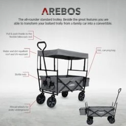AREBOS Handwagen Vouwbare Dak Handwagen Vouwbare Trolley Uitrustingswagen Grijs -Intex Deals Winkel 1200x1200 831