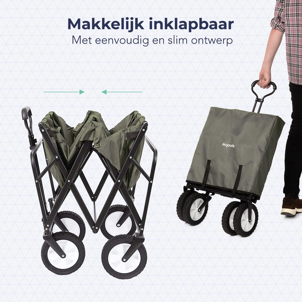 LifeGoods Bolderkar - Opvouwbaar - Draaibare Wielen - 2 Standen - 70KG Draagkracht - Groen 3 LifeGoods Bolderkar - Opvouwbaar - Draaibare Wielen - 2 Standen - 70KG Draagkracht - Groen - Afbeelding 3