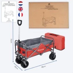 LifeGoods Bolderkar - Opvouwbaar - Tot 80KG - 94L - Wasbaar Polyester - 98x45cm - Rood/Grijs -Intex Deals Winkel 1200x1200 877