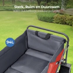 LifeGoods Bolderkar - Opvouwbaar - Tot 80KG - 94L - Wasbaar Polyester - 98x45cm - Rood/Grijs -Intex Deals Winkel 1200x1200 878