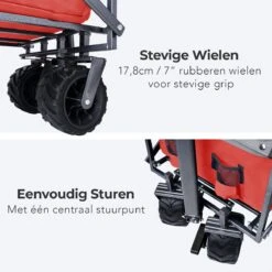 LifeGoods Bolderkar - Opvouwbaar - Tot 80KG - 94L - Wasbaar Polyester - 98x45cm - Rood/Grijs -Intex Deals Winkel 1200x1200 880